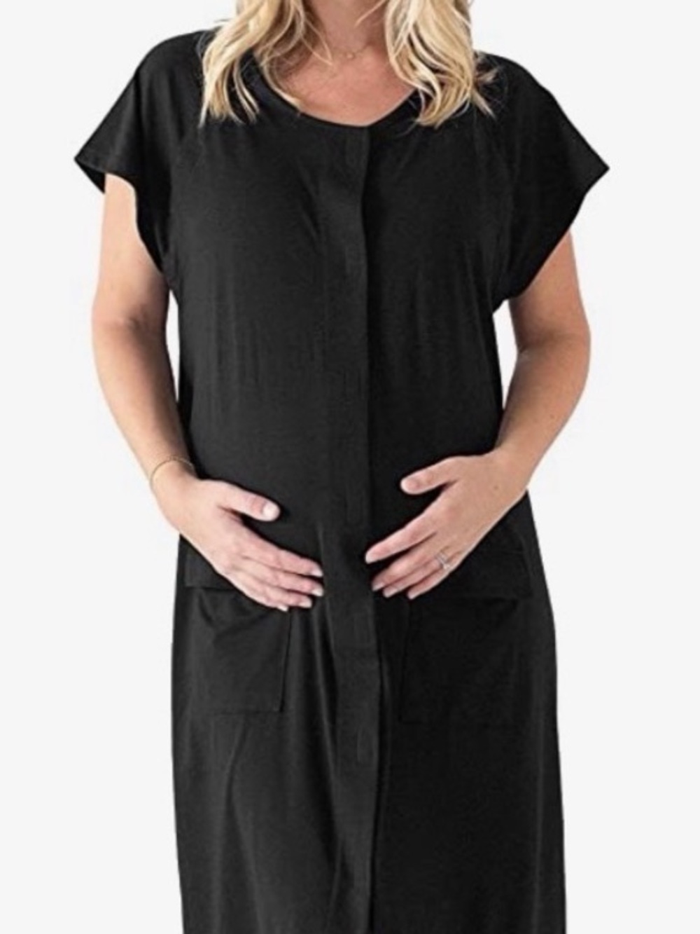 Black labor and delivery gowns  with Front and back hook and loop & Pockets